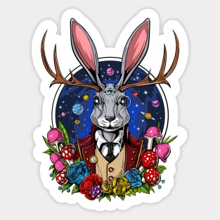 Jackalope Psychedelic Rabbit Sticker